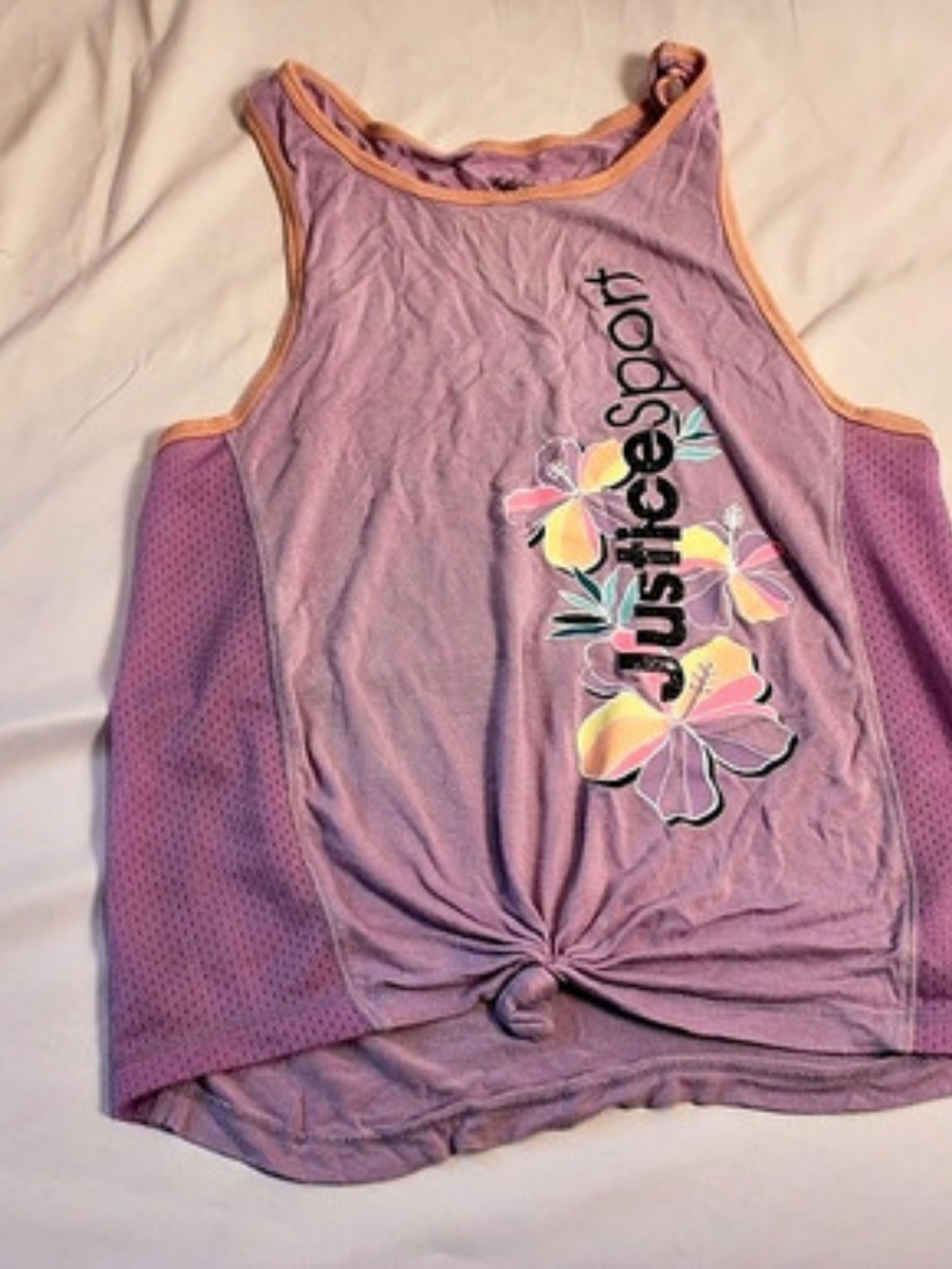 Justice Girls Floral Tank Top in Purple & Pink